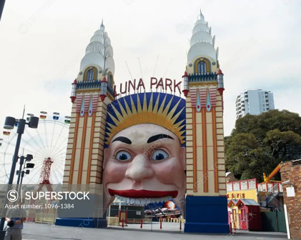 Entrance of an amusement park, Luna Park, Sydney, New South Wales, Australia