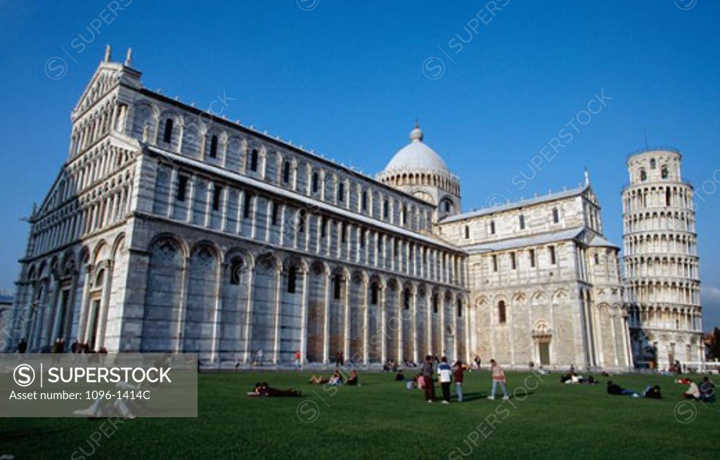 Stock Photo: 1096-1414C Low angle view of a cathedral near a tower, Duomo, Leaning Tower, Pisa, Italy
