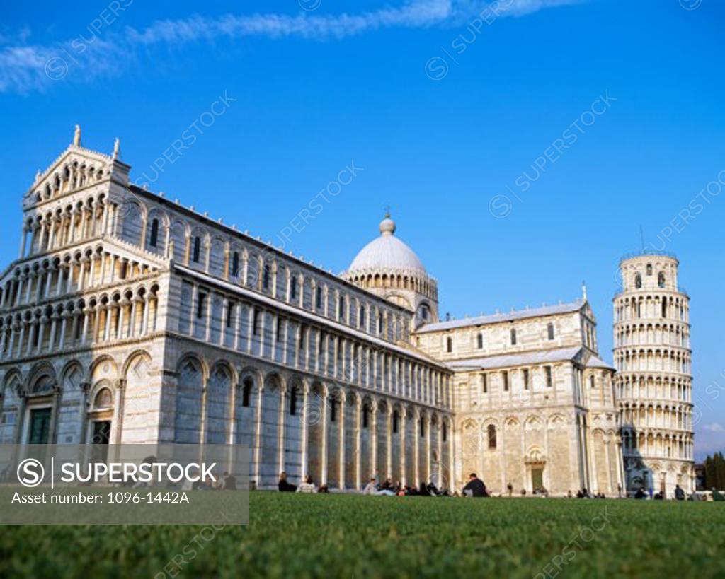 Stock Photo: 1096-1442A Low angle view of a cathedral near a tower, Duomo, Leaning Tower, Pisa, Italy