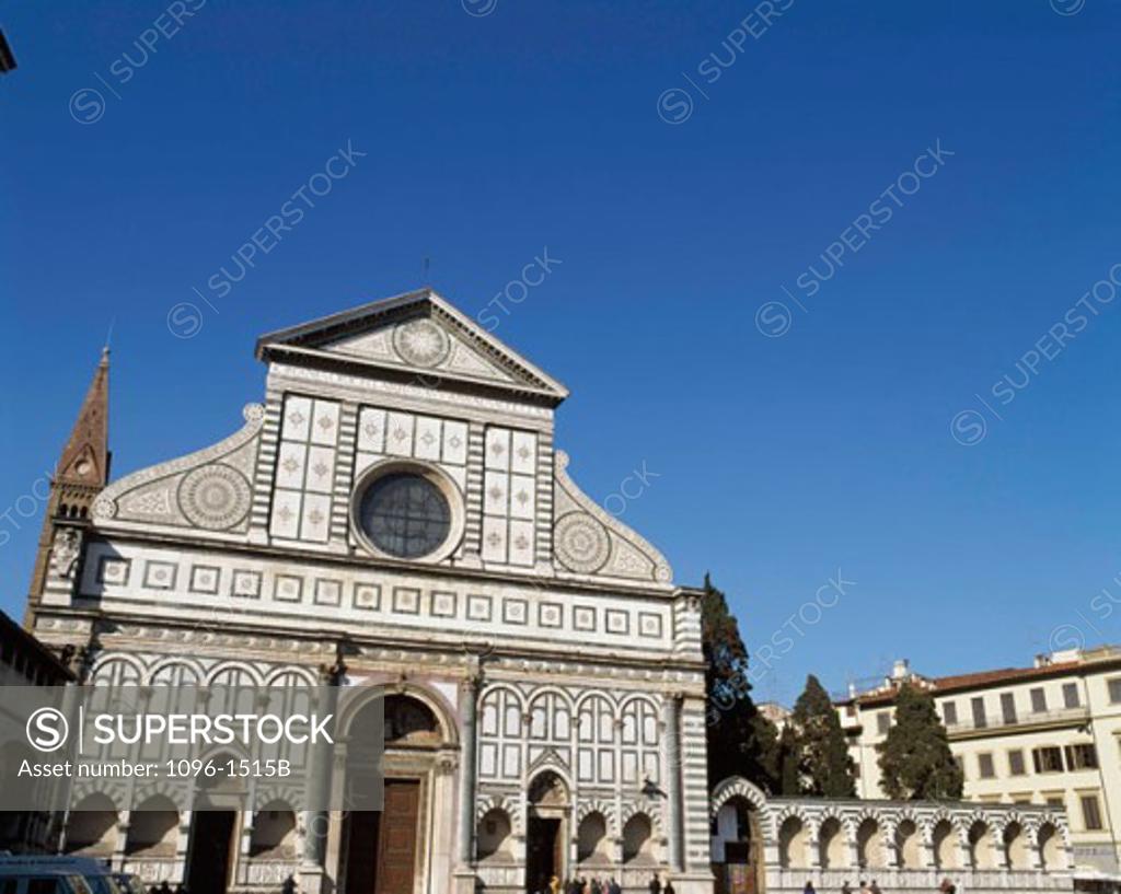 Stock Photo: 1096-1515B Facade of a church, Santa Maria Novella, Florence, Italy