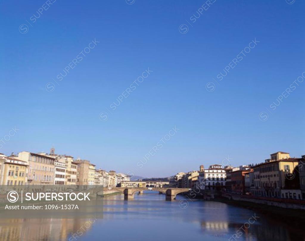 Stock Photo: 1096-1537A Bridge across a river, Ponte Vecchio, Florence, Italy