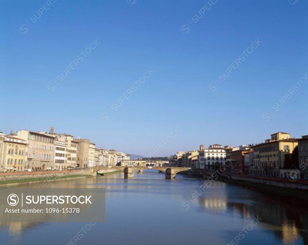 Stock Photo: 1096-1537B Bridge across a river, Ponte Vecchio, Florence, Italy