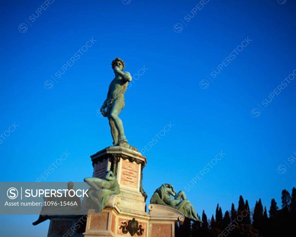 Stock Photo: 1096-1546A Low angle view of a statue, Statue of David, Piazza della Signoria, Florence, Italy