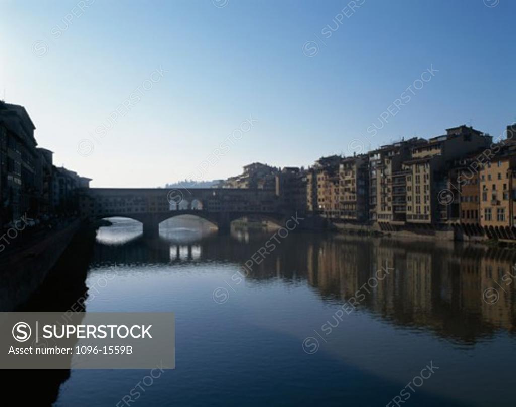 Stock Photo: 1096-1559B Bridge across a river, Ponte Vecchio, Florence, Italy