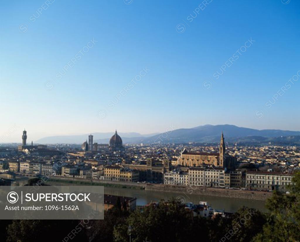 Stock Photo: 1096-1562A High angle view of buildings in a city, Florence, Italy
