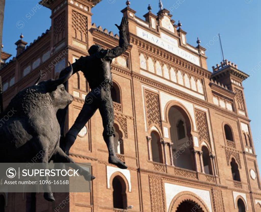 Stock Photo: 1096-1616B Low angle view of a statue near a bullring, Plaza de Toros de Las Ventas, Madrid, Spain