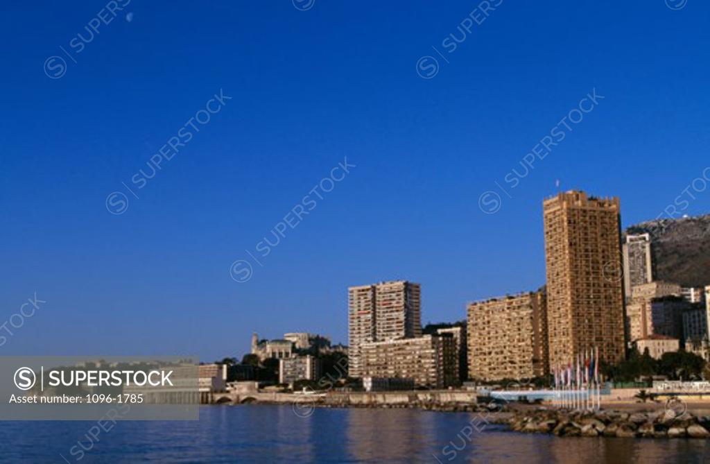 Stock Photo: 1096-1785 Buildings on the waterfront, Monte Carlo, Monaco