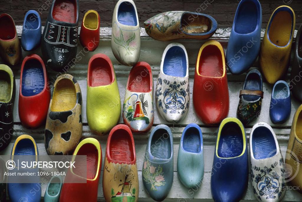 Stock Photo: 1096-1804A Clogs on display, Amsterdam, Netherlands