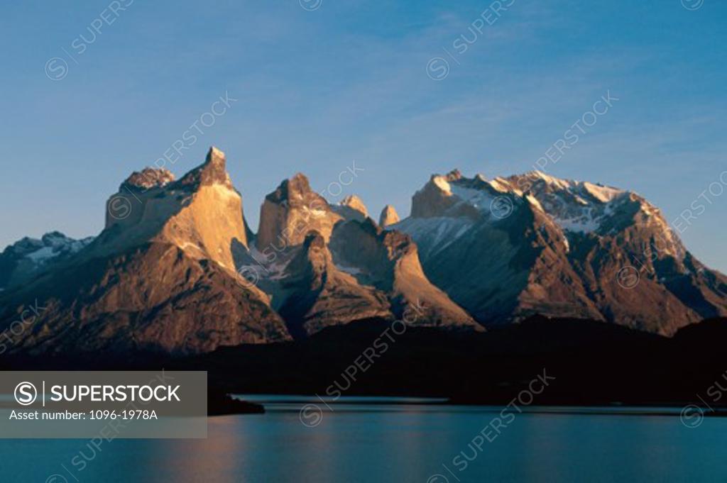 Stock Photo: 1096-1978A Snow covered mountain, Torres del Paine National Park, Chile