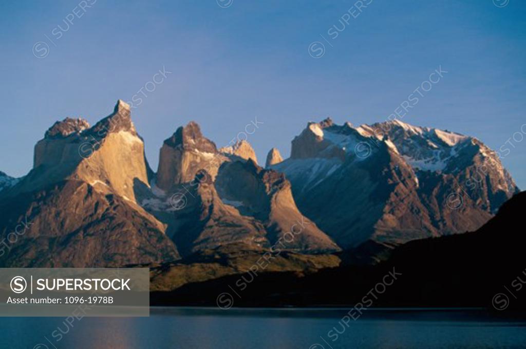Stock Photo: 1096-1978B Snow covered mountain, Torres del Paine National Park, Chile