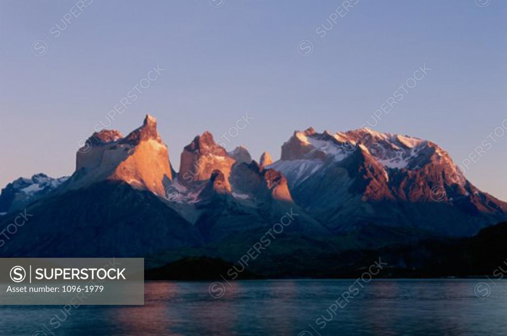 Stock Photo: 1096-1979 Snow covered mountain, Torres del Paine National Park, Chile