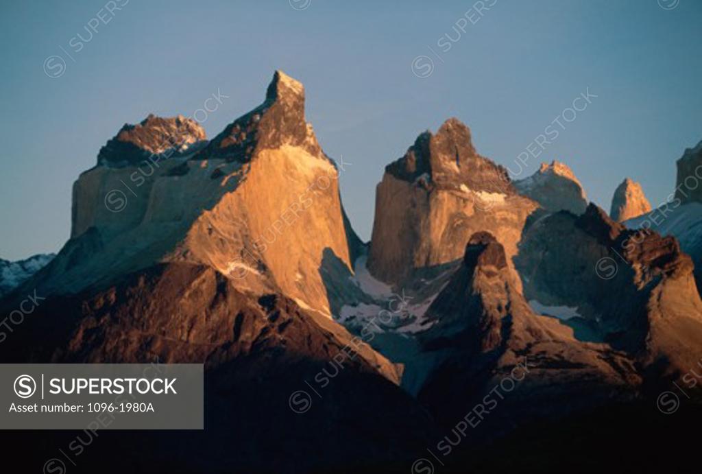 Stock Photo: 1096-1980A Snow covered mountain, Torres del Paine National Park, Chile