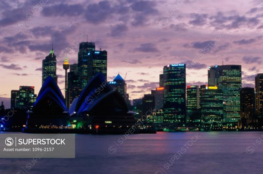 Stock Photo: 1096-2157 Sydney Opera House lit up at night, Sydney, Australia