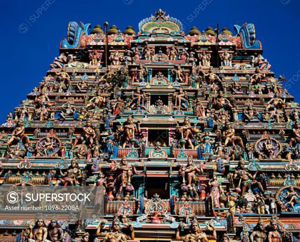 Stock Photo: 1096-2208A Carving on Sri Meenakshi Hindu Temple, Chennai, Tamil Nadu, India