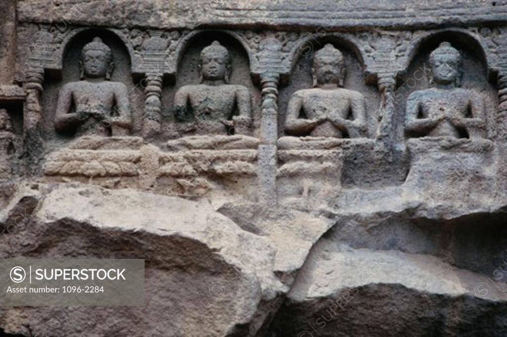 Stock Photo: 1096-2284 Carvings on a wall, India