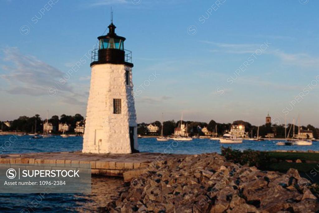Stock Photo: 1096-2384 Goat Island Light Newport Rhode Island USA