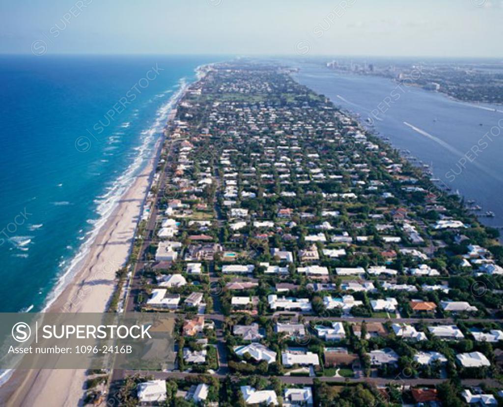 Stock Photo: 1096-2416B Aerial view of Palm Beach, Florida, USA