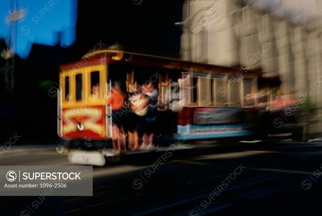 Stock Photo: 1096-2506 Cable car in motion, San Francisco, California, USA