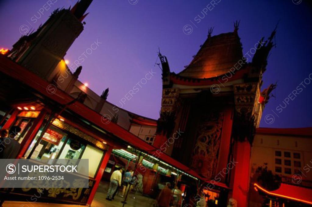 Stock Photo: 1096-2534 Low angle view of the Mann's Chinese Theater, Hollywood, Los Angeles, California, USA