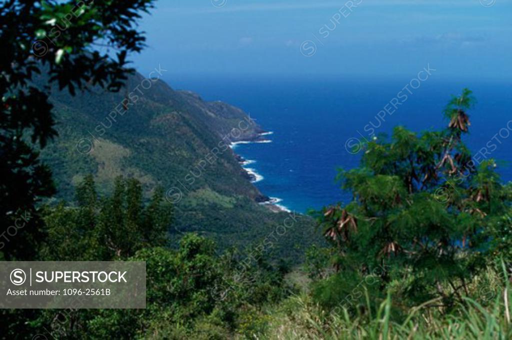 Stock Photo: 1096-2561B High angle view of the sea coast, St. Croix