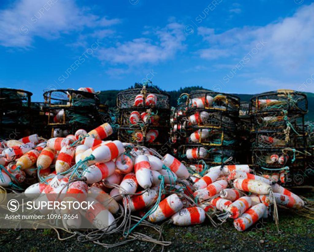 Stock Photo: 1096-2664 Heap of lobster buoys