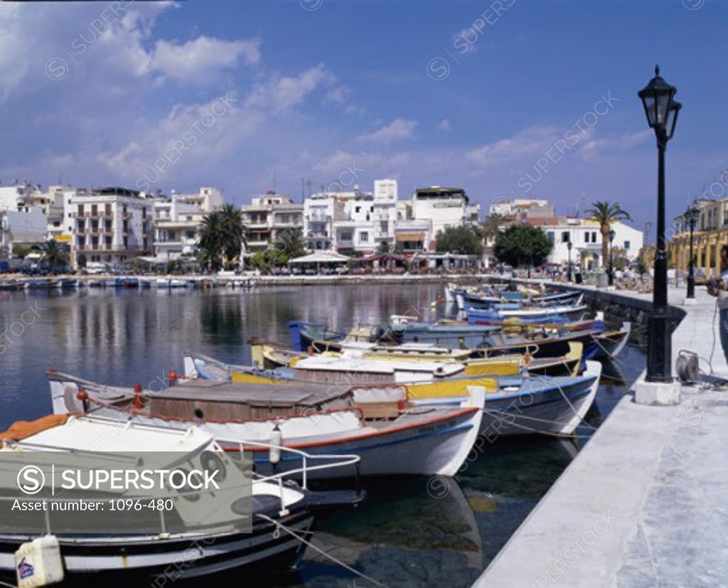 Stock Photo: 1096-480 Boats docked at a harbor, Crete, Greece