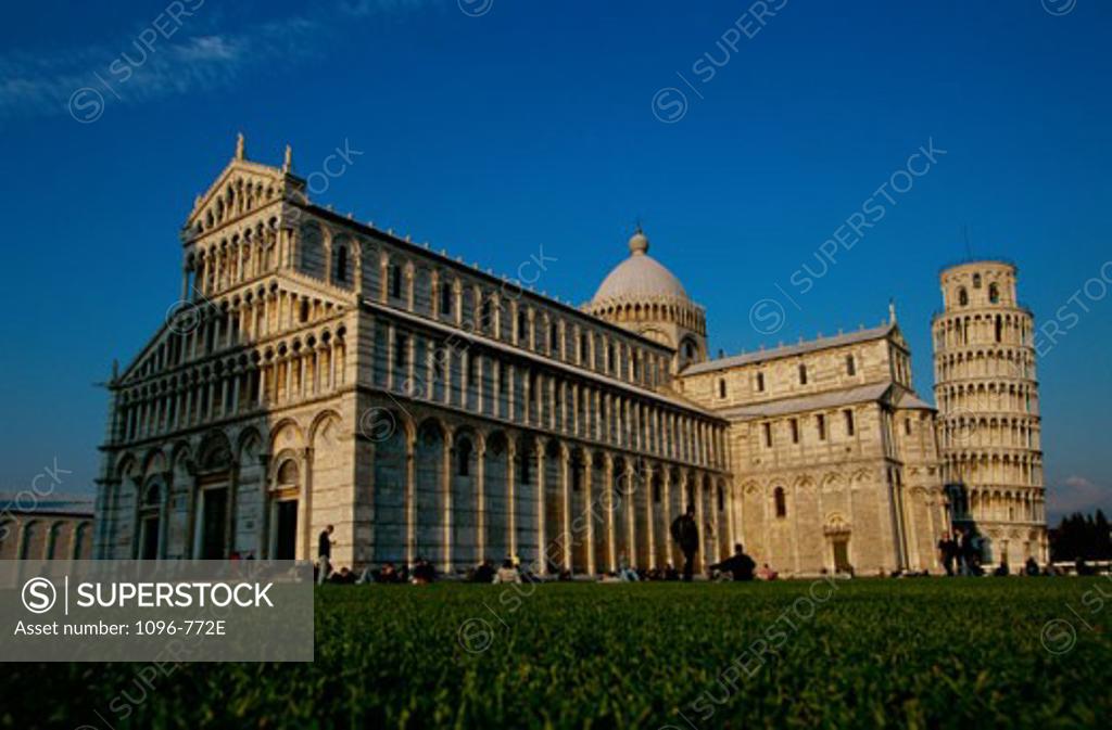 Stock Photo: 1096-772E Low angle view of a cathedral near a tower, Duomo, Leaning Tower, Pisa, Italy