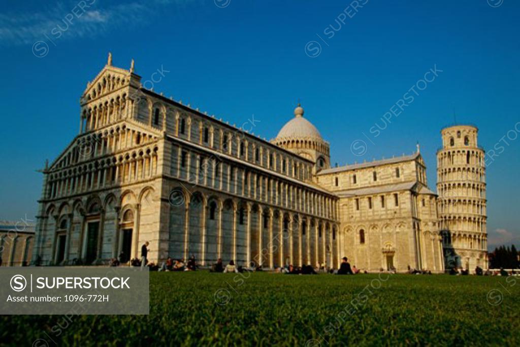 Stock Photo: 1096-772H Low angle view of a cathedral near a tower, Duomo, Leaning Tower, Pisa, Italy