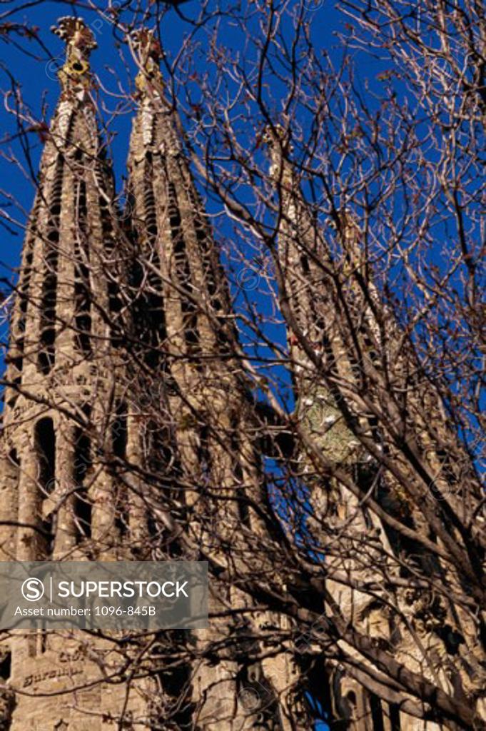 Stock Photo: 1096-845B Low angle view of a basilica, Sagrada Familia, Barcelona, Spain