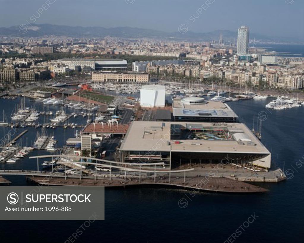 Stock Photo: 1096-888 Aerial view of Port Vell, Barcelona, Spain