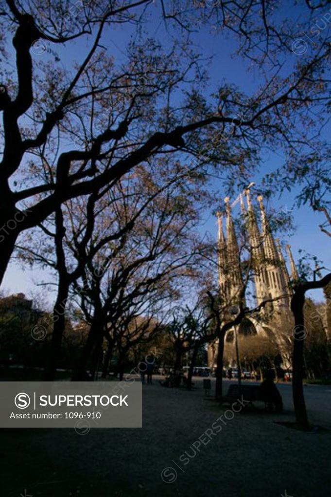 Stock Photo: 1096-910 Low angle view of a basilica, Sagrada Familia, Barcelona, Spain