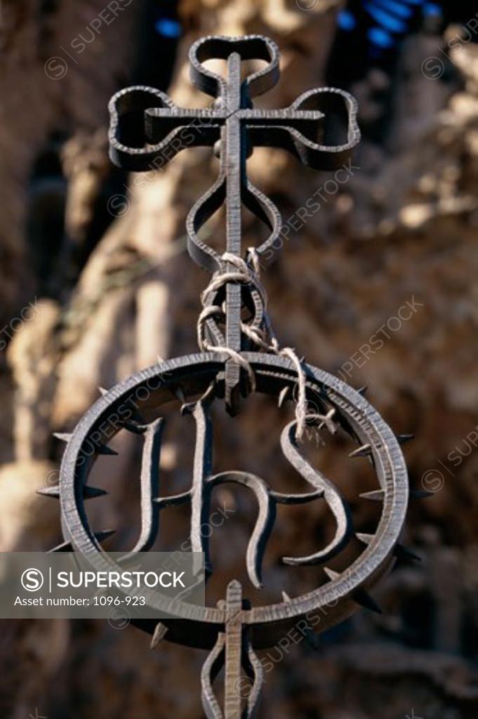 Stock Photo: 1096-923 Close-up of a part of the gate of a cathedral, Sagrada Familia, Barcelona, Spain