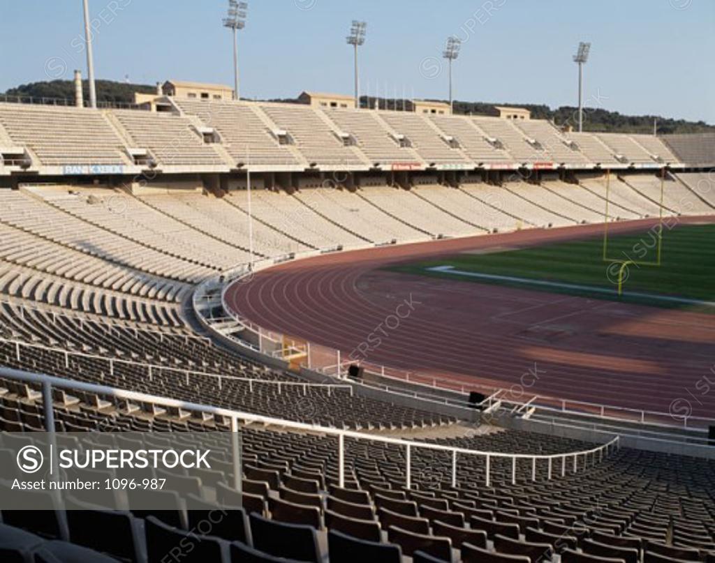 Stock Photo: 1096-987 Interior of a stadium, Olympic Stadium, Barcelona, Spain