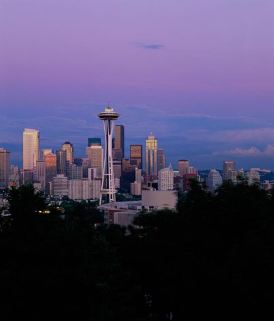 Seattle skyline at dusk, Seattle, Washington, USA