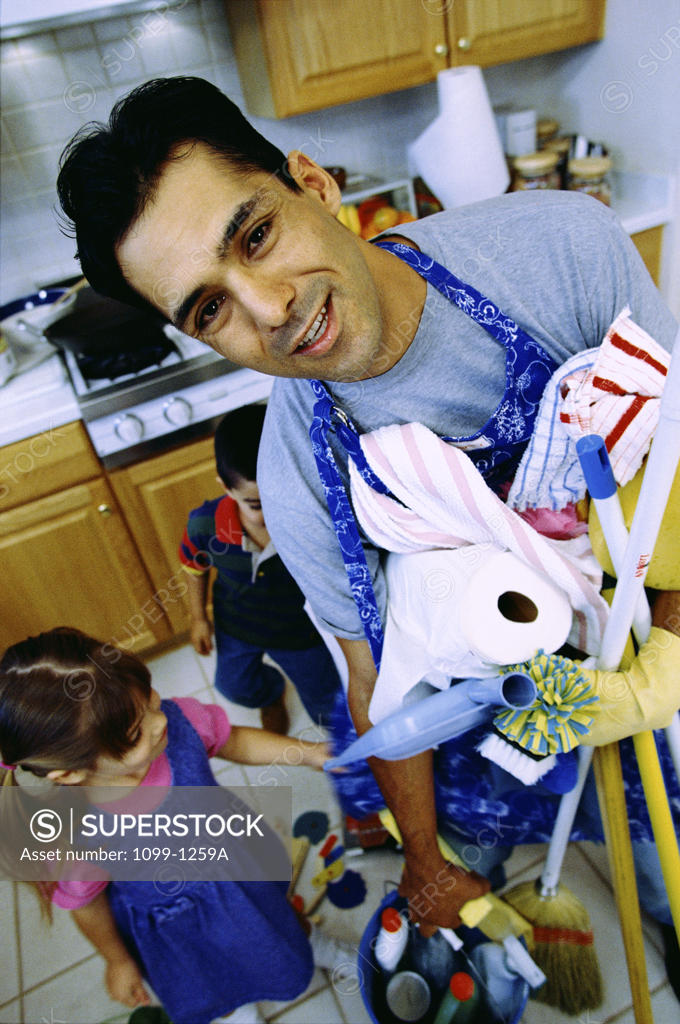 Stock Photo: 1099-1259A High angle view of a father with his son and daughter