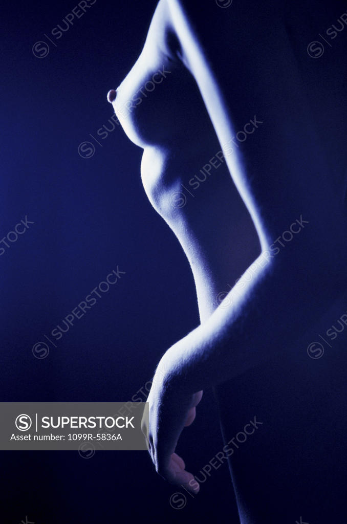 Stock Photo: 1099R-5836A Side profile of a naked young woman
