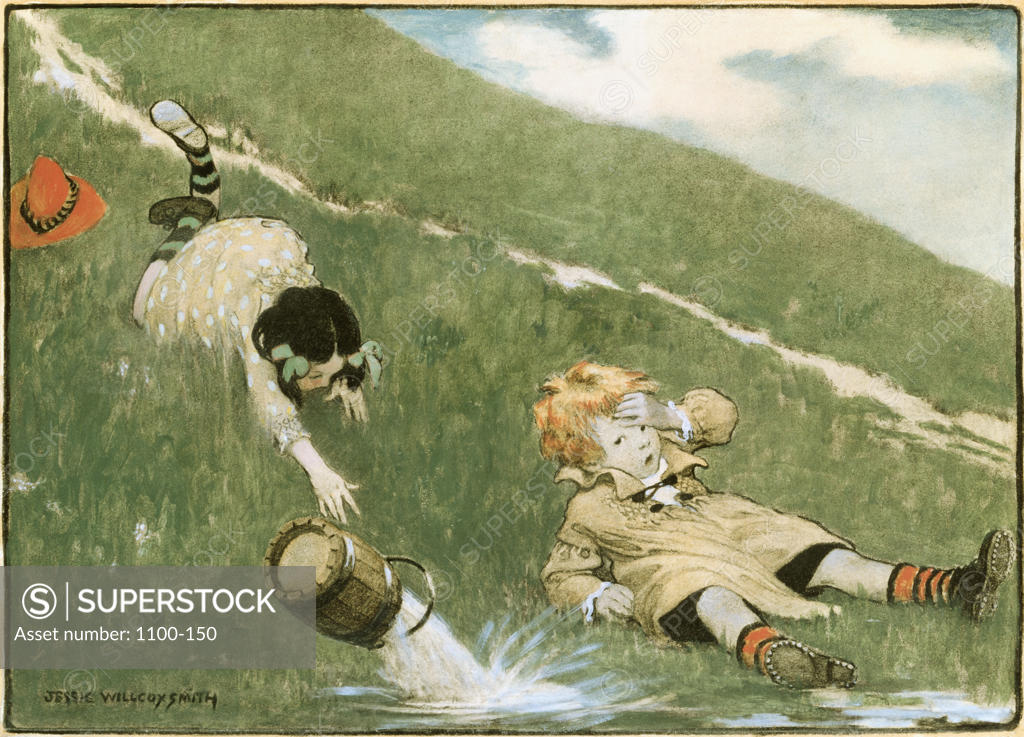 Stock Photo: 1100-150 Jack And Jill  1914 PUBLISHED Smith, Jessie Willcox(1863-1935 American) Gouache+Charc/Board Christie's Images, New York, USA 