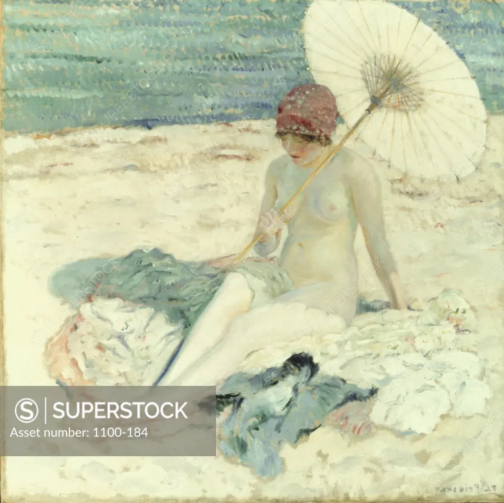 On the Beach 1913 Frederick Carl Frieseke (1874-1939 American) Oil on canvas Christie's Images,  New York, USA