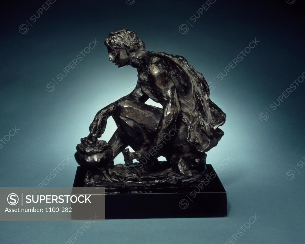 Stock Photo: 1100-282 Fire, The (The Small Blacksmith) Le Feu (Le Petit Forgeron) 1916 ORIGINAL Renoir, Pierre Auguste(1841-1919 French) Bronze Brown Patina Christie's Images, New York, USA 