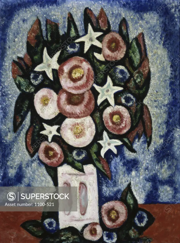 Night and Some Flowers  c. 1940  Marsden Hartley (1877-1943 American)   Oil on canvas board    