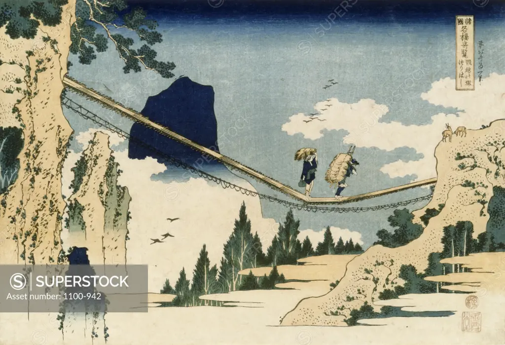 The Suspension Bridge Between Hida and Echizen Provinces Katsushika Hokusai (1760-1849 Japanese) Christie's Images New York 