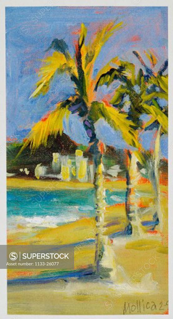 Stock Photo: 1133-26077 Palm Trees  1997 Patti Mollica (20th C. American) Oil Collection of the Artist