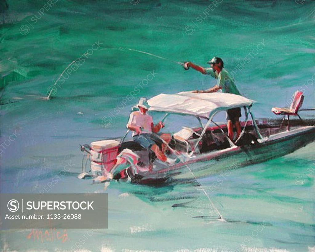 Stock Photo: 1133-26088 Key West Fishermen 2004 Patti Mollica (b.20th C. American) Acrylic