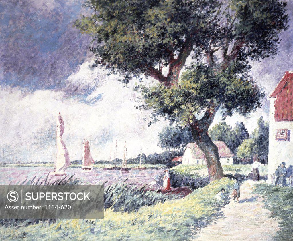 Stock Photo: 1134-620 Windy Day on the Shore by Maximilien Luce, 1858-1941, USA, Florida, West Palm Beach, Chisholm Gallery