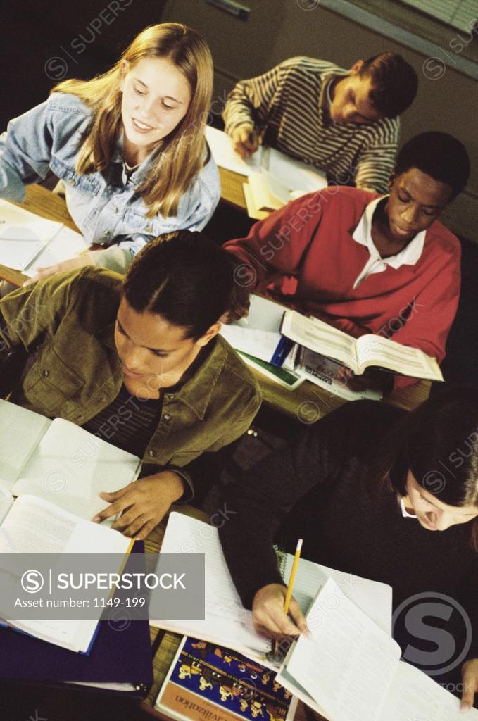 Stock Photo: 1149-199 Group of teenagers in a classroom