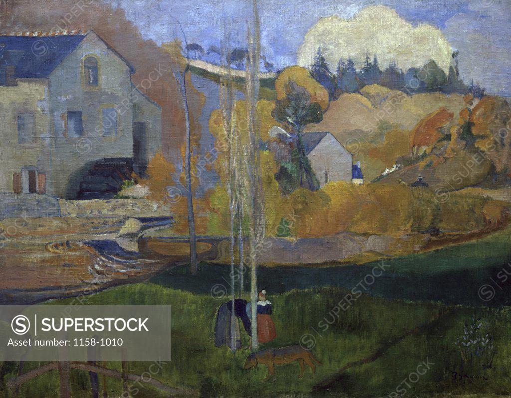 Stock Photo: 1158-1010 Landscape of Brittany: The Mill (Le Paysage de Bretagne: Le Moulin)  1894  Paul Gauguin (1848-1903/French) Musee d Orsay, Paris, France 