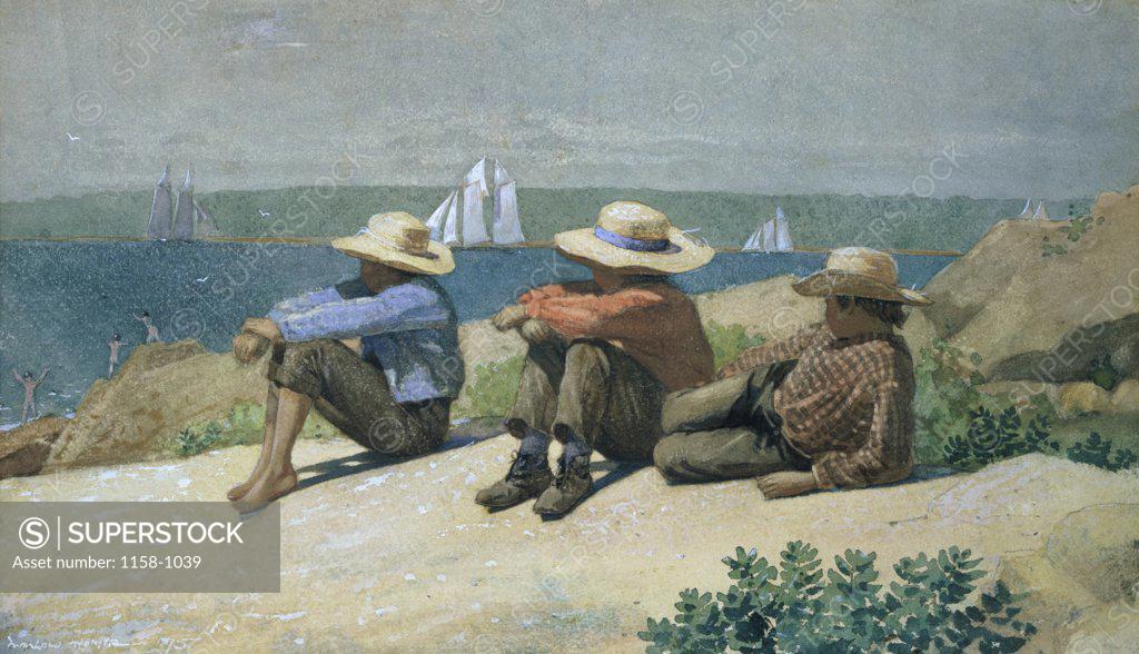 Stock Photo: 1158-1039 On the Beach 19th C. Winslow Homer (1836-1910 American) Forbes Collection, New York City, USA