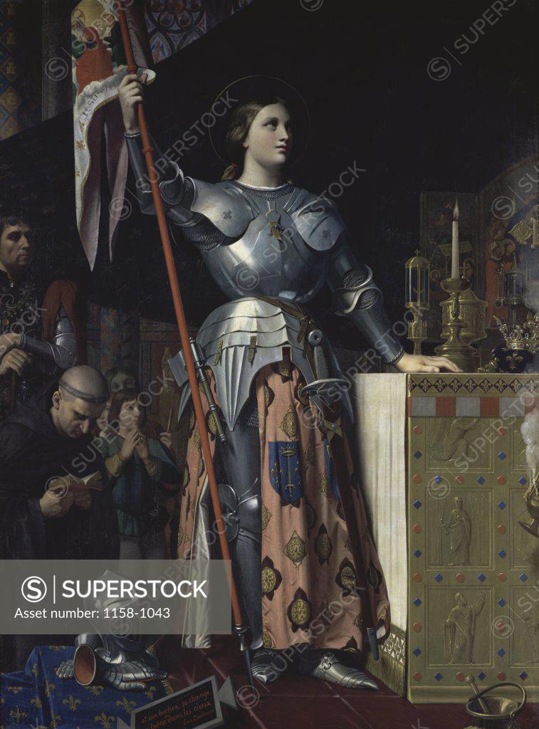Stock Photo: 1158-1043 Joan of Arc at the Coronation of Charles VII 1854  Jean Auguste Dominique Ingres (1780-1867/French)  Musee du Louvre, Paris 