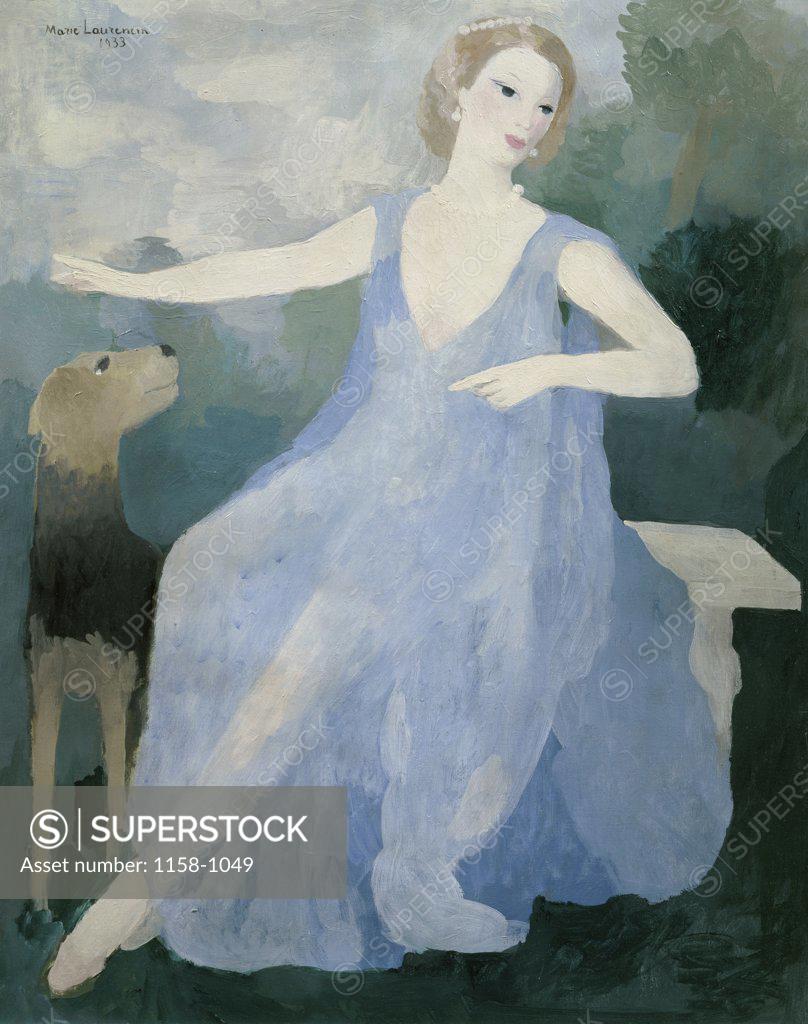 Stock Photo: 1158-1049 Portrait of Valentine Tessier by Marie Laurencin, 1933, 1883-1956, France, Paris, Musee d'Orsay