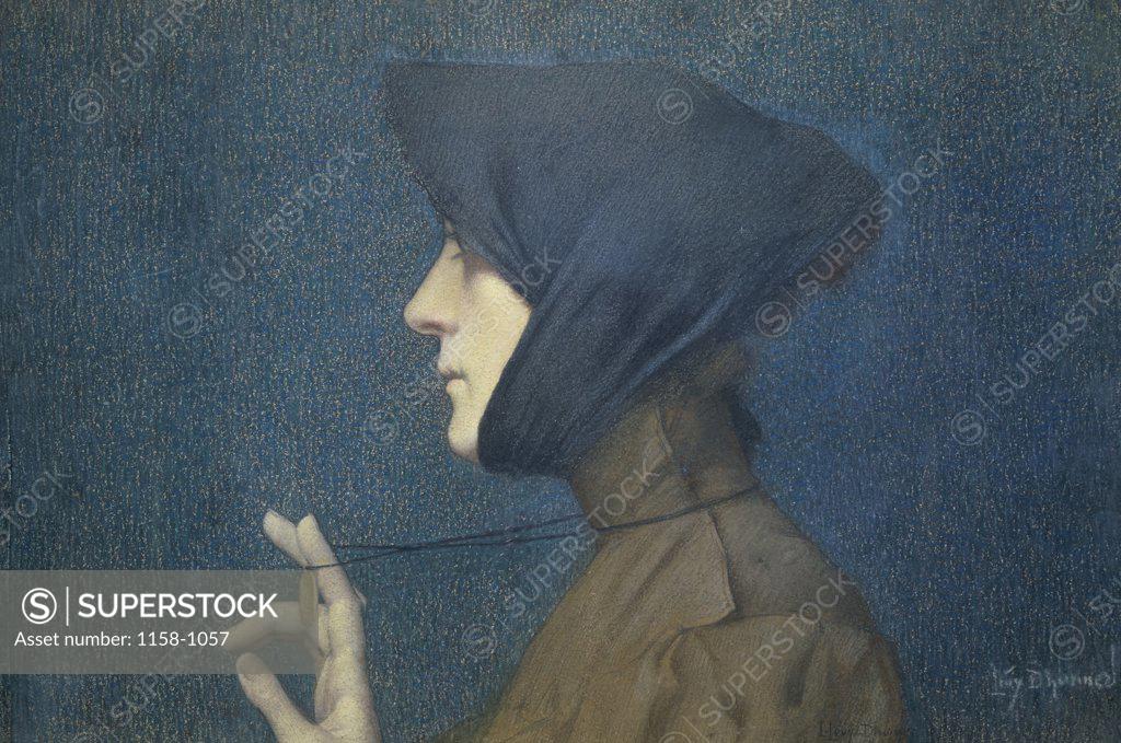 Stock Photo: 1158-1057 Woman with a Medallion (Mystery), painting, 1896, France, Paris